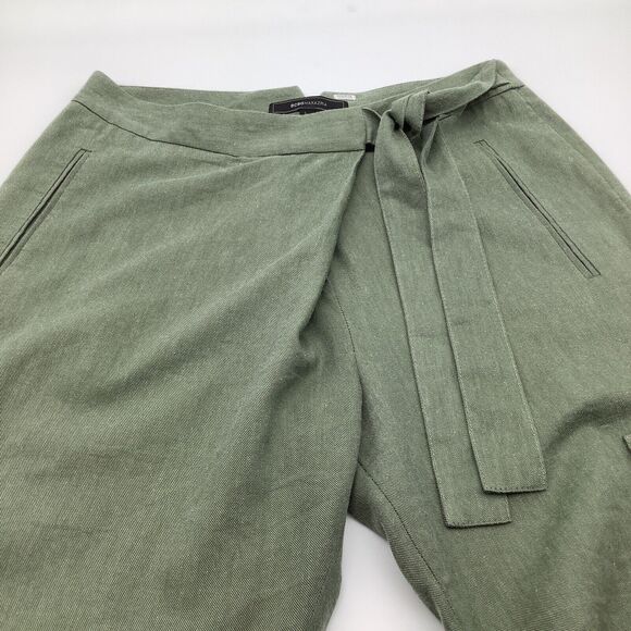 BCBG MAXAZRIA Womens Linen Blend Pants Green Size XXS - Picture 4 of 10